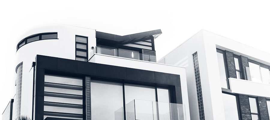 Image of our new home service. Image of a black and white newly built home.